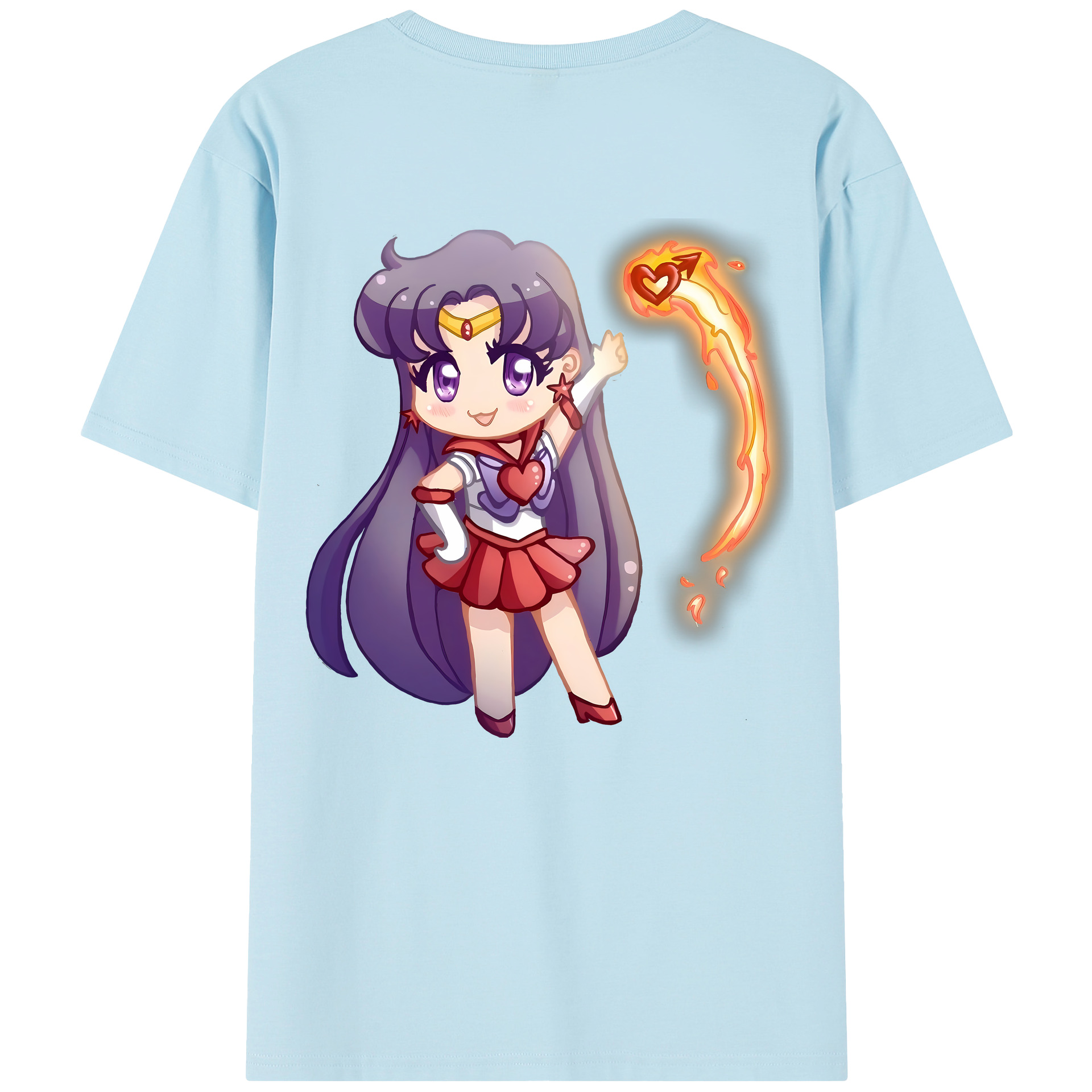 （画像用） 美少女戦士セーラームーン 火野レイ ひの レイ Sailor Moon Hino Rei （セーラーマーズ,Sailor Mars） 綿100％半袖Tシャツ（背面プリント）